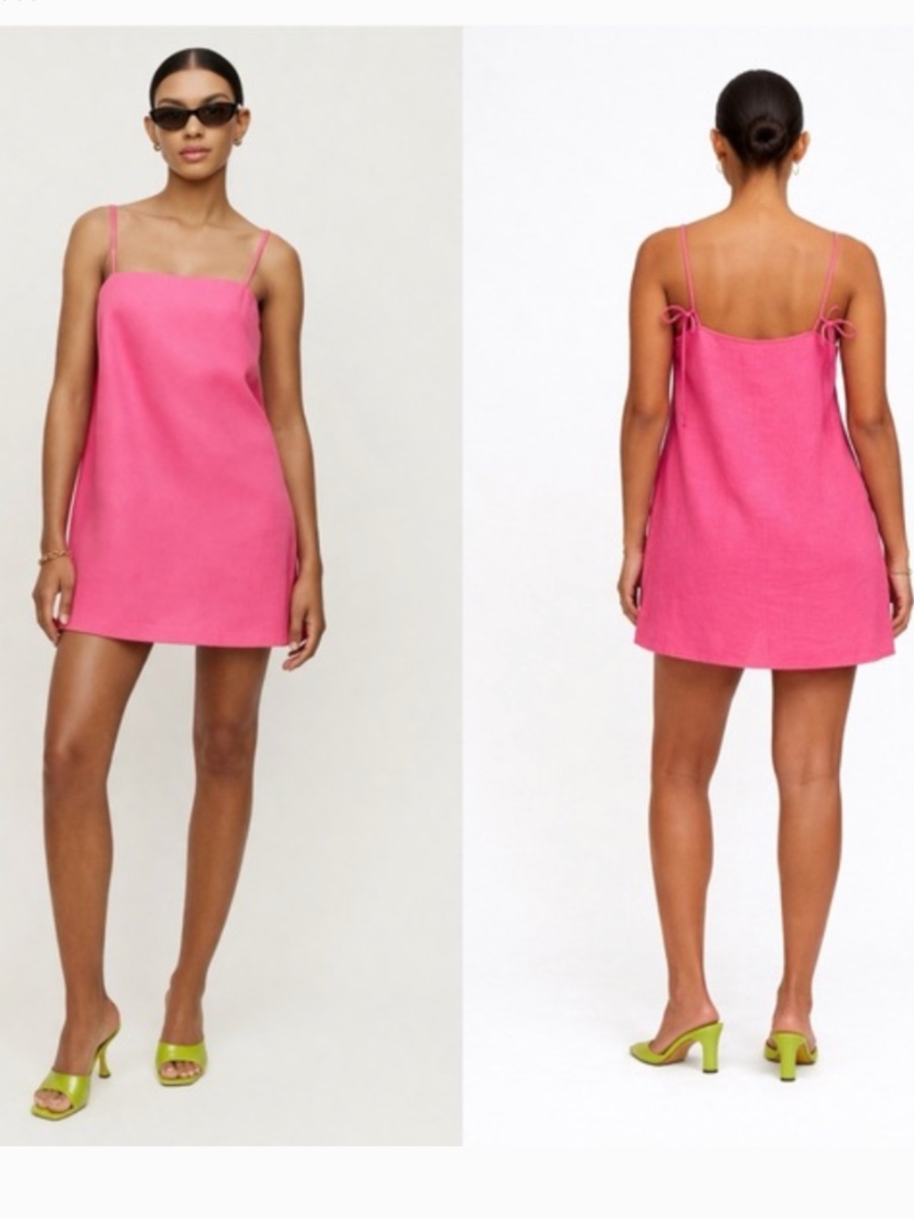 Reformation Aubree 100% Linen Mini Dress in Pink Snapdragon (Medium)